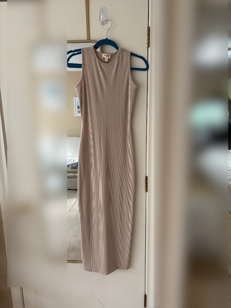 See You Monday Ribbed Knit Midi/Maxi Tank Dress. Stretchy, Size M, Fitted, Color